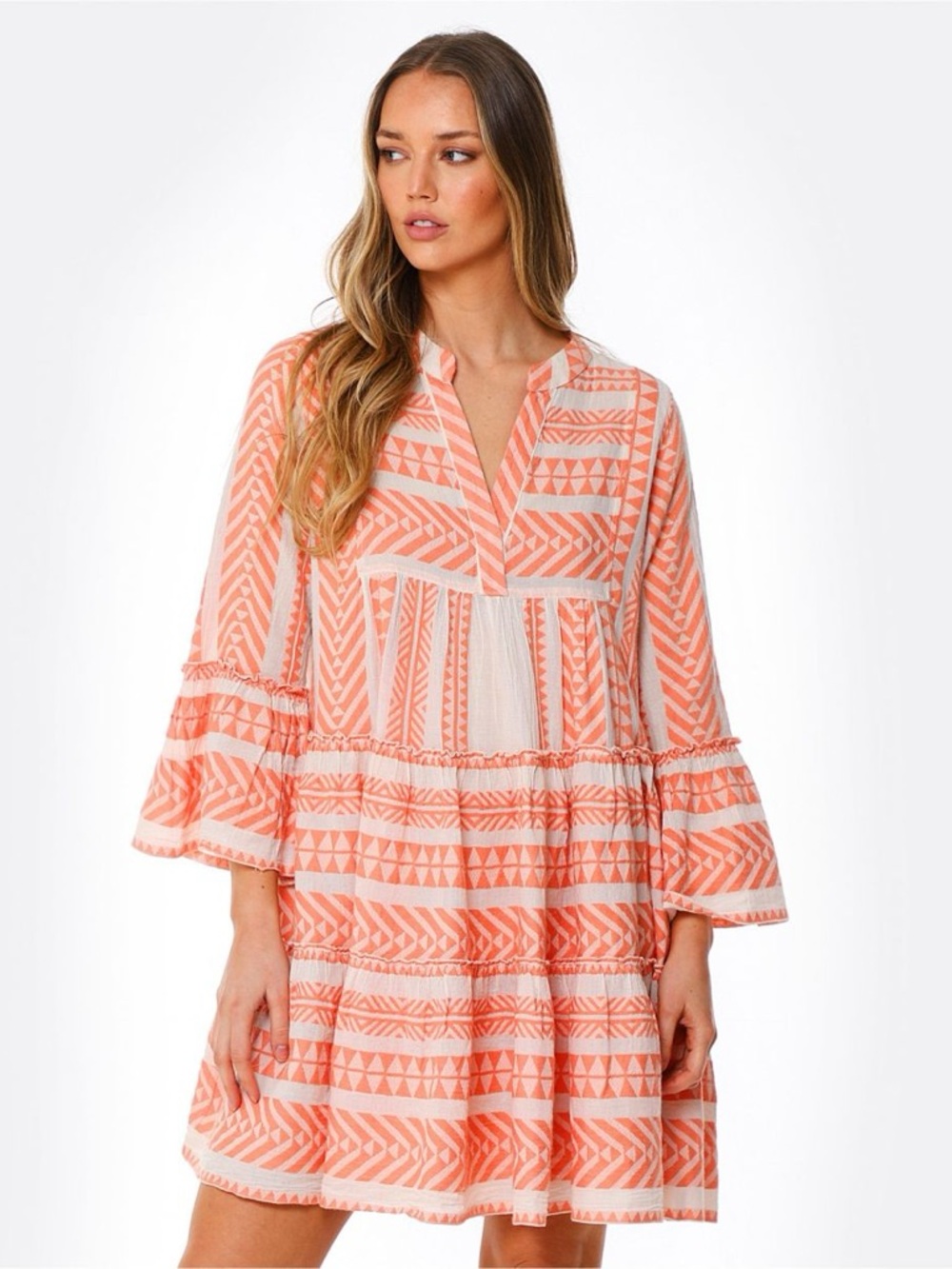 Anthropologie Devotion Twins Boho Chic Ella Dress Salmon Midi NWT size Small